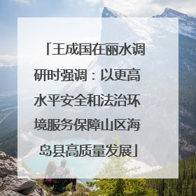王成国在丽水调研时强调：以更高水平安全和法治环境服务保障山区海岛县高质量发展