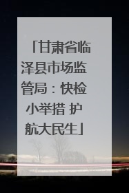 甘肃省临泽县市场监管局：快检小举措 护航大民生