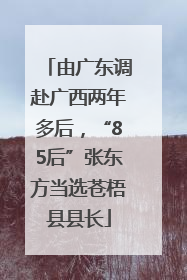 由广东调赴广西两年多后，“85后”张东方当选苍梧县县长