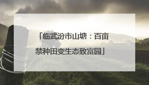 临武汾市山塘：百亩禁种田变生态致富园
