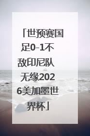 世预赛国足0-1不敌印尼队 无缘2026美加墨世界杯