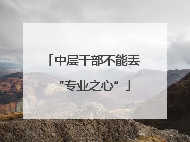 中层干部不能丢“专业之心”