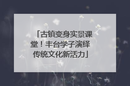 古镇变身实景课堂！丰台学子演绎传统文化新活力