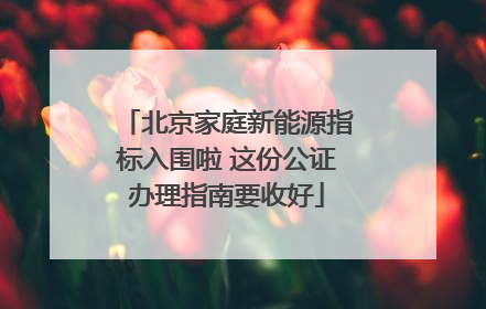 北京家庭新能源指标入围啦 这份公证办理指南要收好