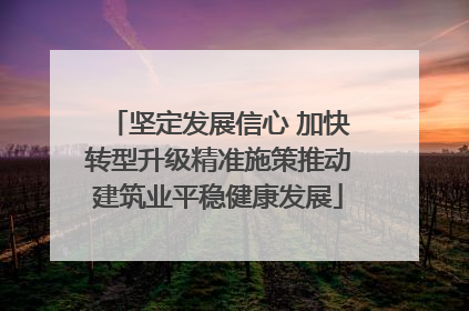 坚定发展信心 加快转型升级精准施策推动建筑业平稳健康发展
