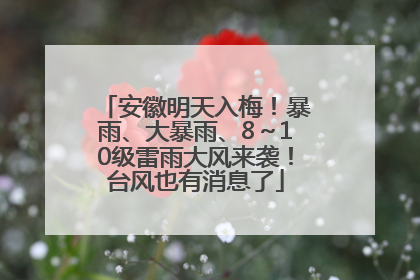 安徽明天入梅！暴雨、大暴雨、8～10级雷雨大风来袭！台风也有消息了