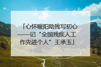 心怀暖阳助残写初心——记“全国残疾人工作先进个人”王承玉