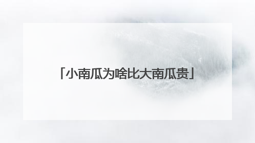 小南瓜为啥比大南瓜贵