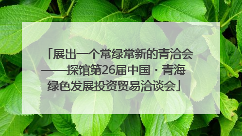 展出一个常绿常新的青洽会——探馆第26届中国・青海绿色发展投资贸易洽谈会
