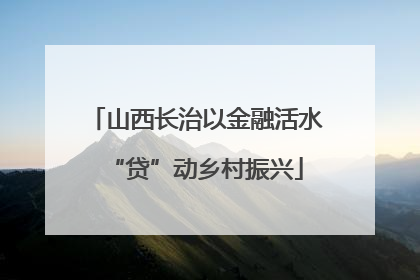 山西长治以金融活水“贷”动乡村振兴