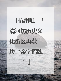 杭州唯一！清河坊历史文化街区再获一块“金字招牌”