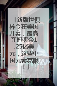 新版世俱杯今在美国开幕，最高夺冠奖金1.25亿美元，这些中国元素亮眼！