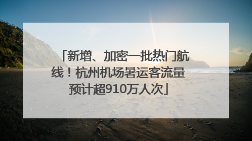 新增、加密一批热门航线！杭州机场暑运客流量预计超910万人次