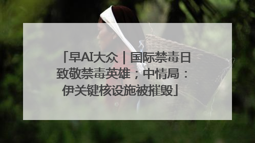 早AI大众｜国际禁毒日 致敬禁毒英雄；中情局：伊关键核设施被摧毁