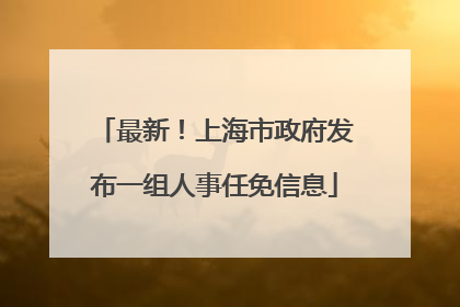 最新！上海市政府发布一组人事任免信息