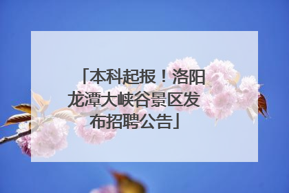 本科起报！洛阳龙潭大峡谷景区发布招聘公告