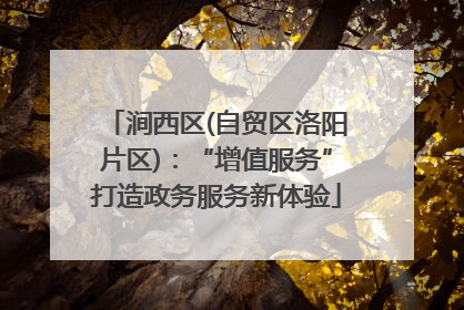 涧西区(自贸区洛阳片区)：“增值服务”打造政务服务新体验