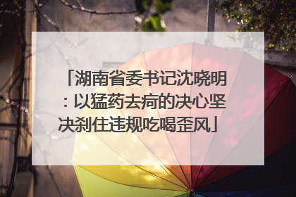 湖南省委书记沈晓明：以猛药去疴的决心坚决刹住违规吃喝歪风