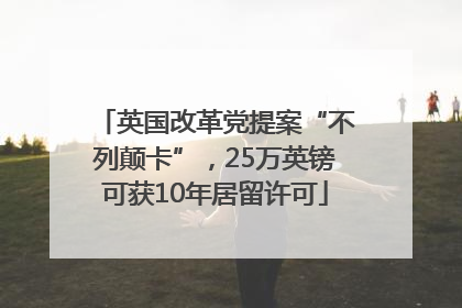 英国改革党提案“不列颠卡”，25万英镑可获10年居留许可
