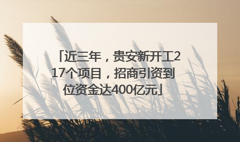 近三年，贵安新开工217个项目，招商引资到位资金达400亿元
