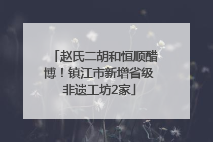 赵氏二胡和恒顺醋博！镇江市新增省级非遗工坊2家