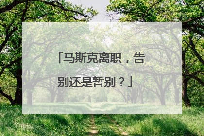 马斯克离职，告别还是暂别？